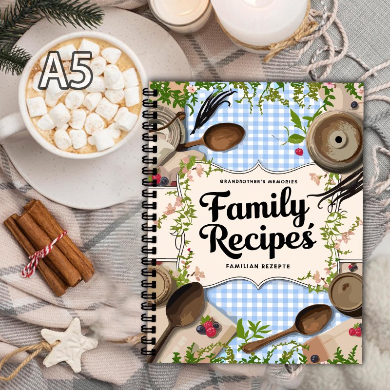 Home Cooking Cookbook - Книга рецептов формата А5, синяя сетка,