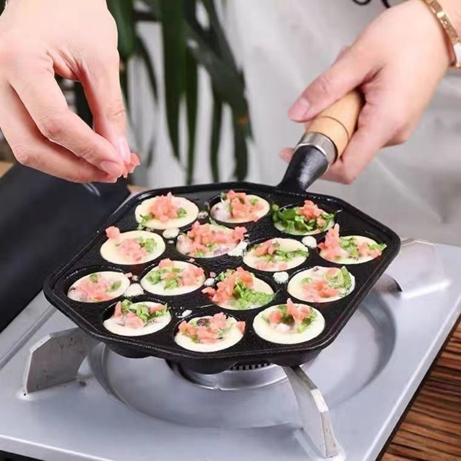 Takoyaki Pan Cast - Сковорода-гриль Takoyaki, легко чистящаяся чугунная форма